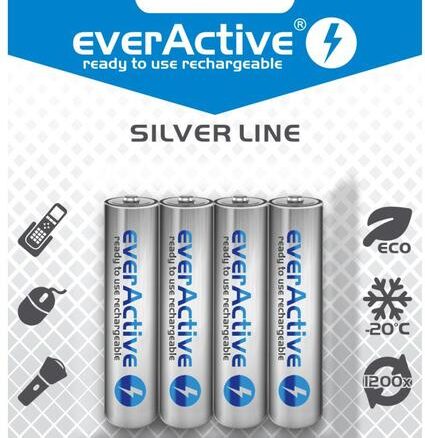 Akumulatorki AAA / R03 everActive Ni-MH Ni-MH 800 mAh ready to use “Silver line” (box 4szt)