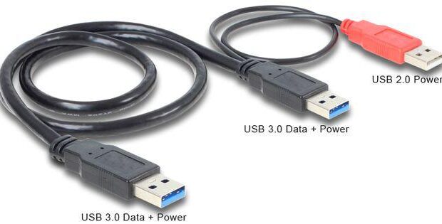 KABEL USB-A(M)+POWER USB-A(M)->USB-A(M) 3.0 0.6M CZARNY