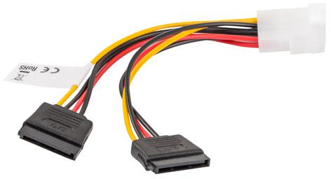 KABEL ZASILAJĄCY WEWNĘTRZNY MOLEX(M) -> 2X SATA(F) 15CM