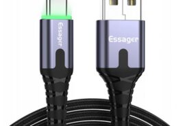 Kabel USB ESSAGER LED 1m QC3.0 3A typ C BLACK