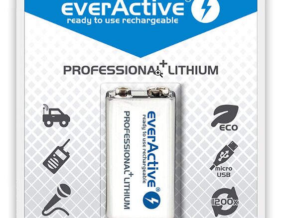 Akumulatorek 6F22/9V everActive Li-ion 550 mAh z gniazdem micro USB