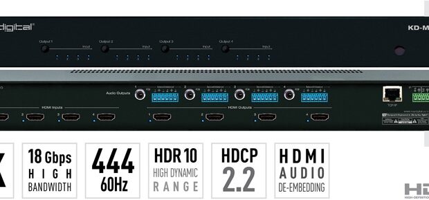 Key Digital Matryca HDMI 4K/18G z niezależnym przełączaniem audio KD-MS4x4G