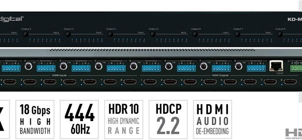 Key Digital Matryca HDMI 4K/18G z niezależnym przełączaniem audio KD-MS8x8G