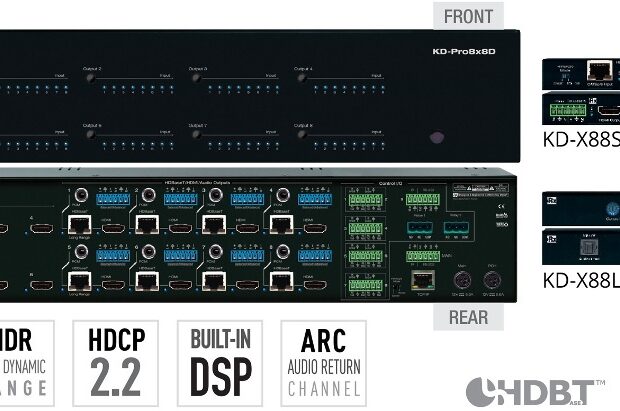 Key Digital Matryca HDMI/HDBT/POH 4K z niezależnym przełączaniem audio KD-Pro8x8D