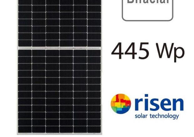 Moduł panel PV srebrna rama bifacial 445W RISEN RSM144-7-445MBMDG 2128x1048x30mm