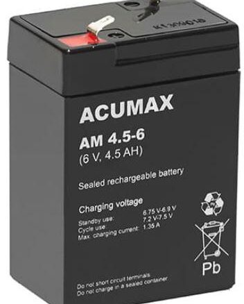 Akumulator AGM ACUMAX serii AM 6V 4,5Ah