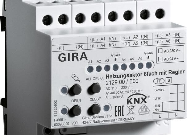 GIRA KNX Aktor grzewczy 6-kanałowy z regulatorem 2129 00