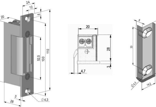 Elektrozaczep symetr., rewers. SCOT ES-S12DC-R PROFI