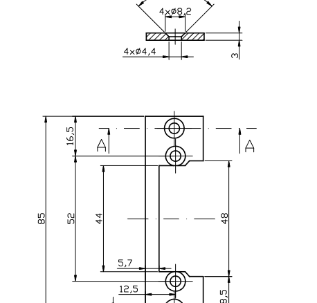 Płaskownik HARTTE OK-P1 krótki, S, 3mm, STC, otwarty