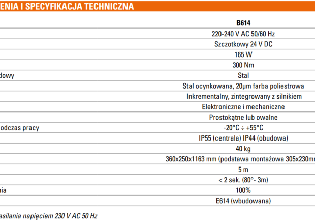 Szlaban FAAC B614 – zestaw z ramieniem “S” 4300mm