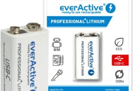 Akumulatorek 6F22 Li-Ion everActive 9V 550mAh z gniazdem USB-C