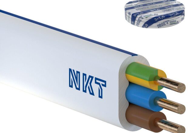 Przewód NKT instal PLUS YDYp 3×1,5 żo biały 450/750V 100m