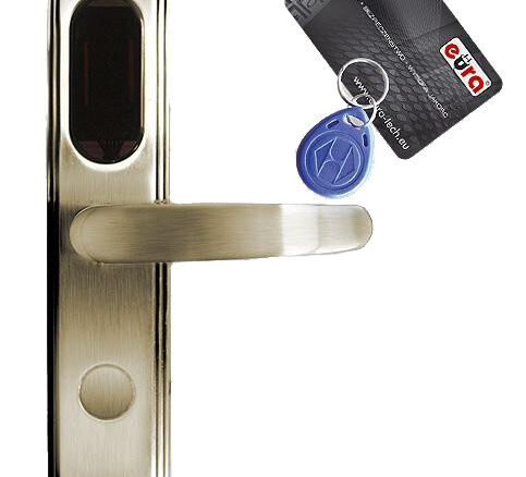 KLAMKA EURA ELH-20B9/BRASS Z CZYT. KART RFID MOSIĄDZ