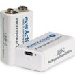 Akumulatorek 6F22 Li-Ion everActive 9V 550mAh z gniazdem USB-C