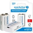 Akumulatorek 6F22 Li-Ion everActive 9V 550mAh z gniazdem USB-C